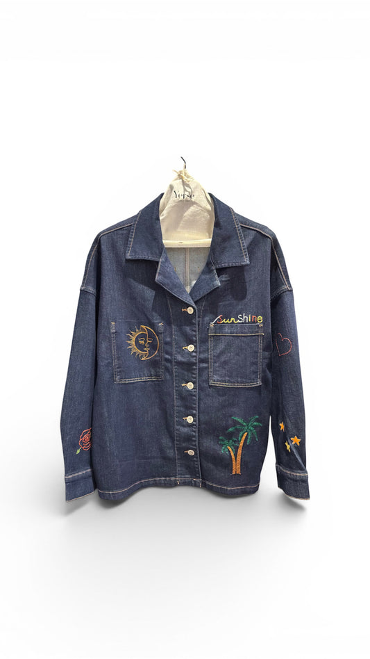 Surchemise Denim Brodée Femme – Veste Casual Chic Taille Unique | Johanna Paris