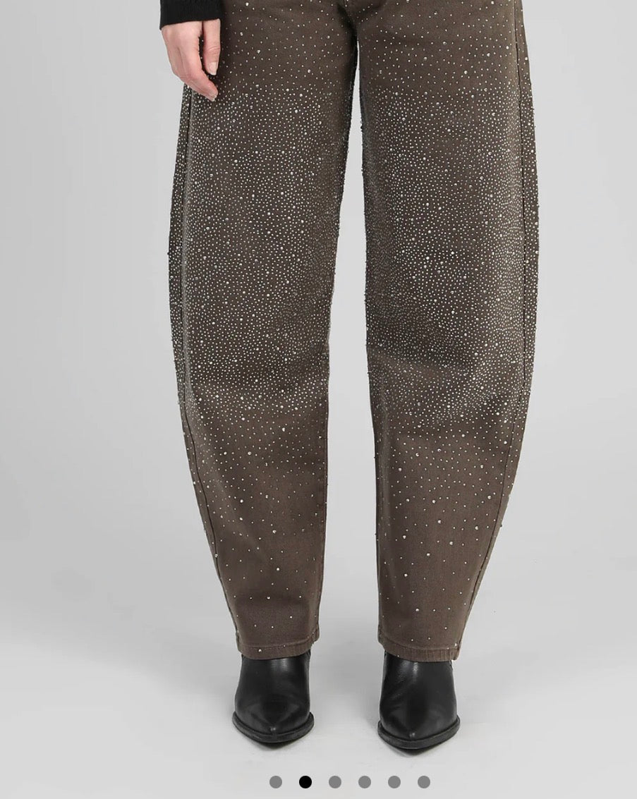 Jean strass Ange Taupe Palone