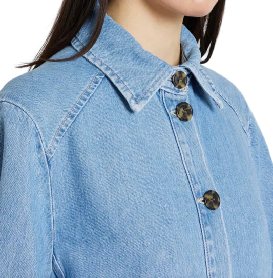 Veste Denim Bleu Clair Femme – Coton Lyocell Coupe Ample | Please