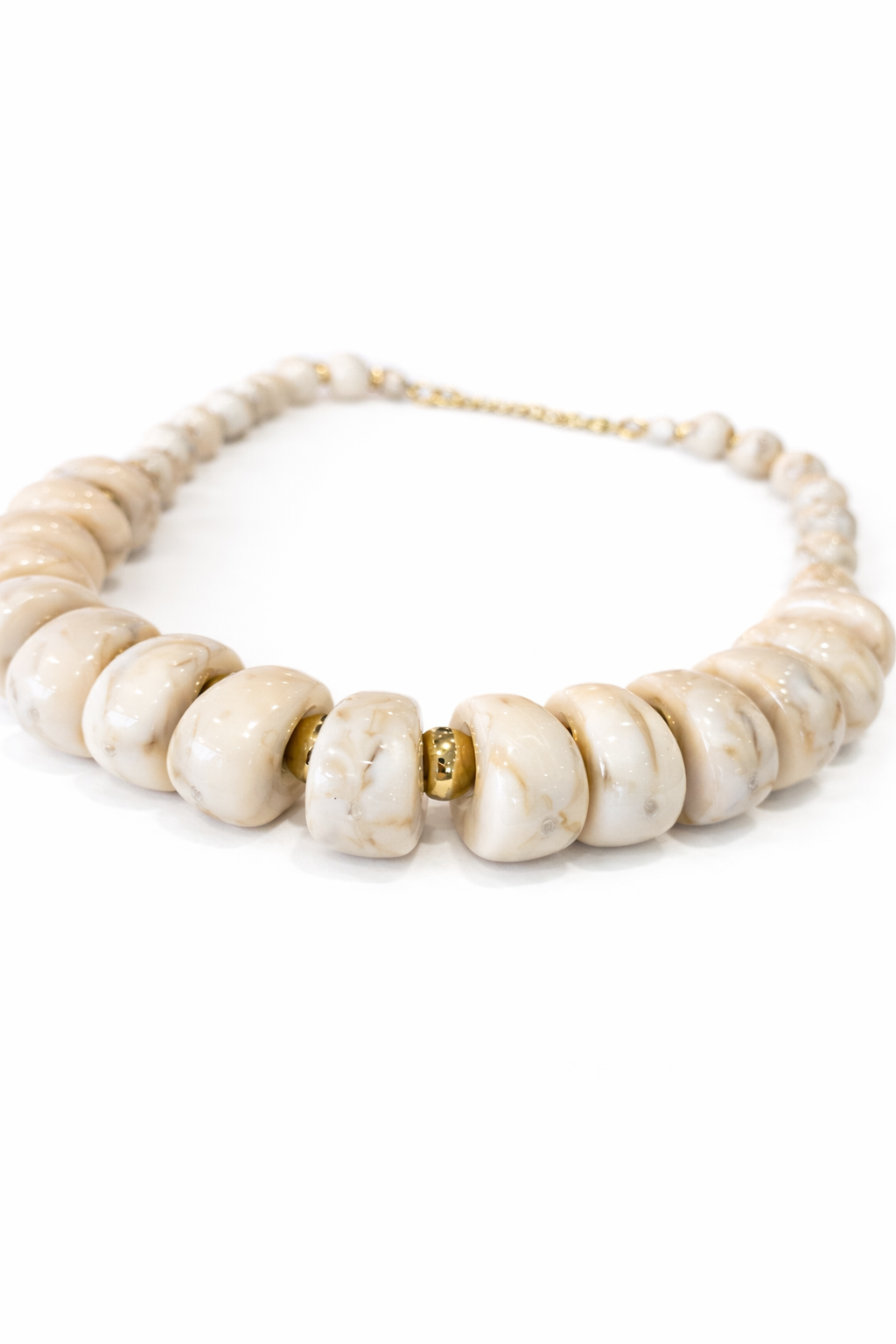 Collier Perles Ivoire & doré Bijou Résine chic Quaia