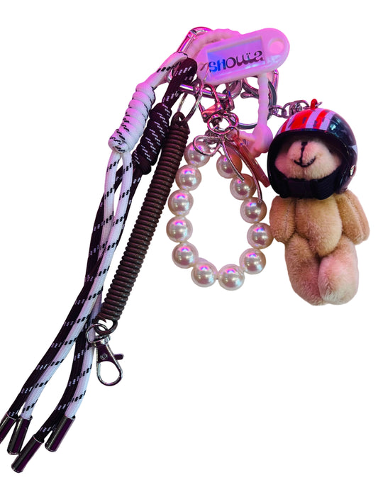 Bag Charm Teddy Jones Shouia | Mini Ourson Casque Bijou de Sac Fun