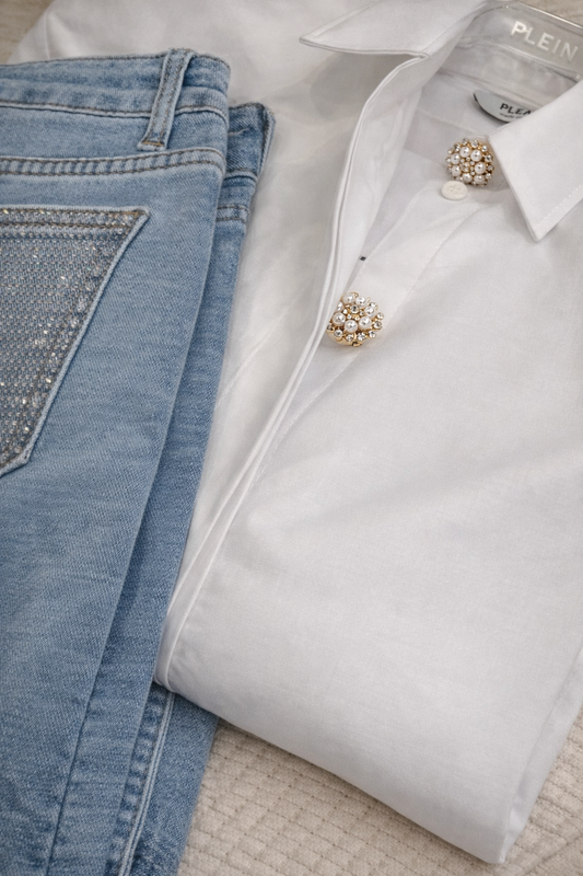 Caches-Boutons| Bijoux|perles&strass | le detail chic qui transforme votre chemise