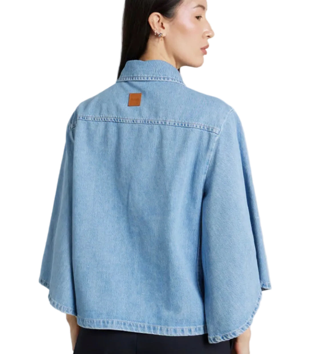 Veste Denim Bleu Clair Femme – Coton Lyocell Coupe Ample | Please