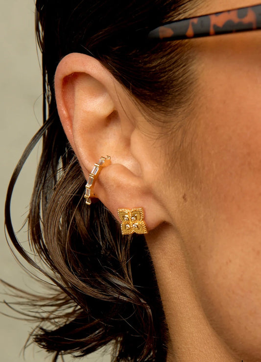 Boucles d’oreilles LOTUS dorée zircon|MYA BAY