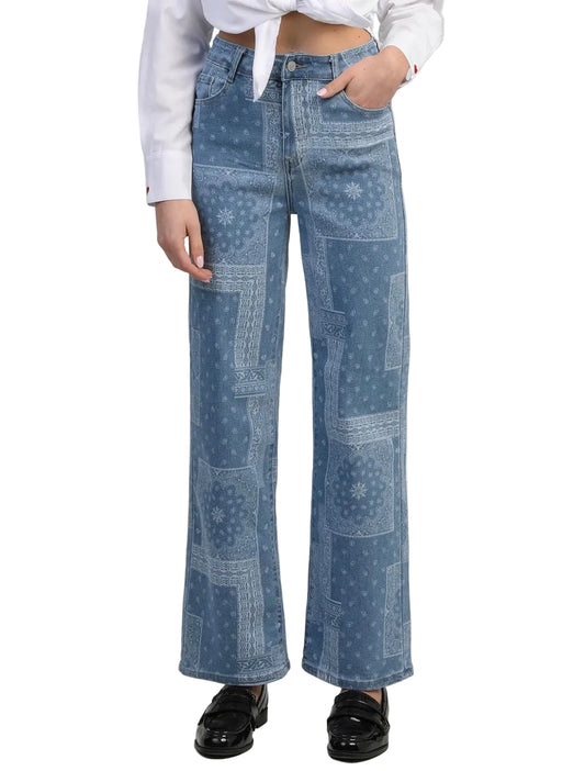 Jean Imprimé Bandana Taille Haute Droite – PIBANDANA | An'ge
