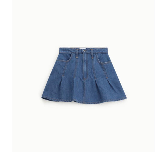 Jupe Short Denim Plissée Taille Haute – Please | Short Intégré Femme