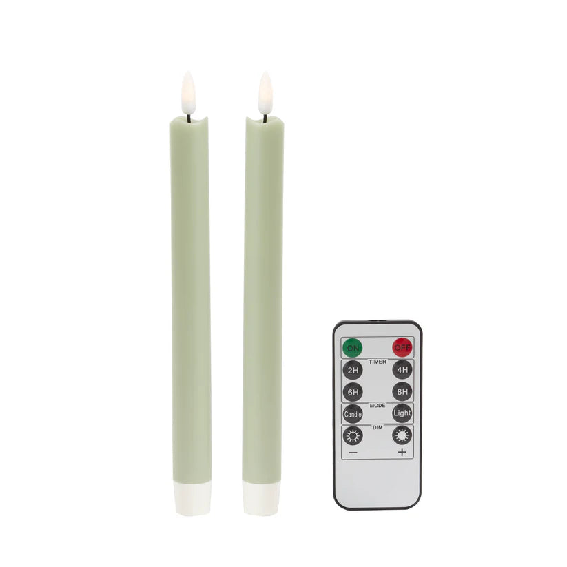 BOUGIES LED (lot de 2) 23cm sauge - ADDISON ROSS