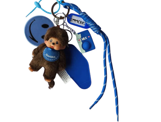 Bag Charm Kiki Bleu Électrique Schouia | Bijou de Sac Rétro Smiley