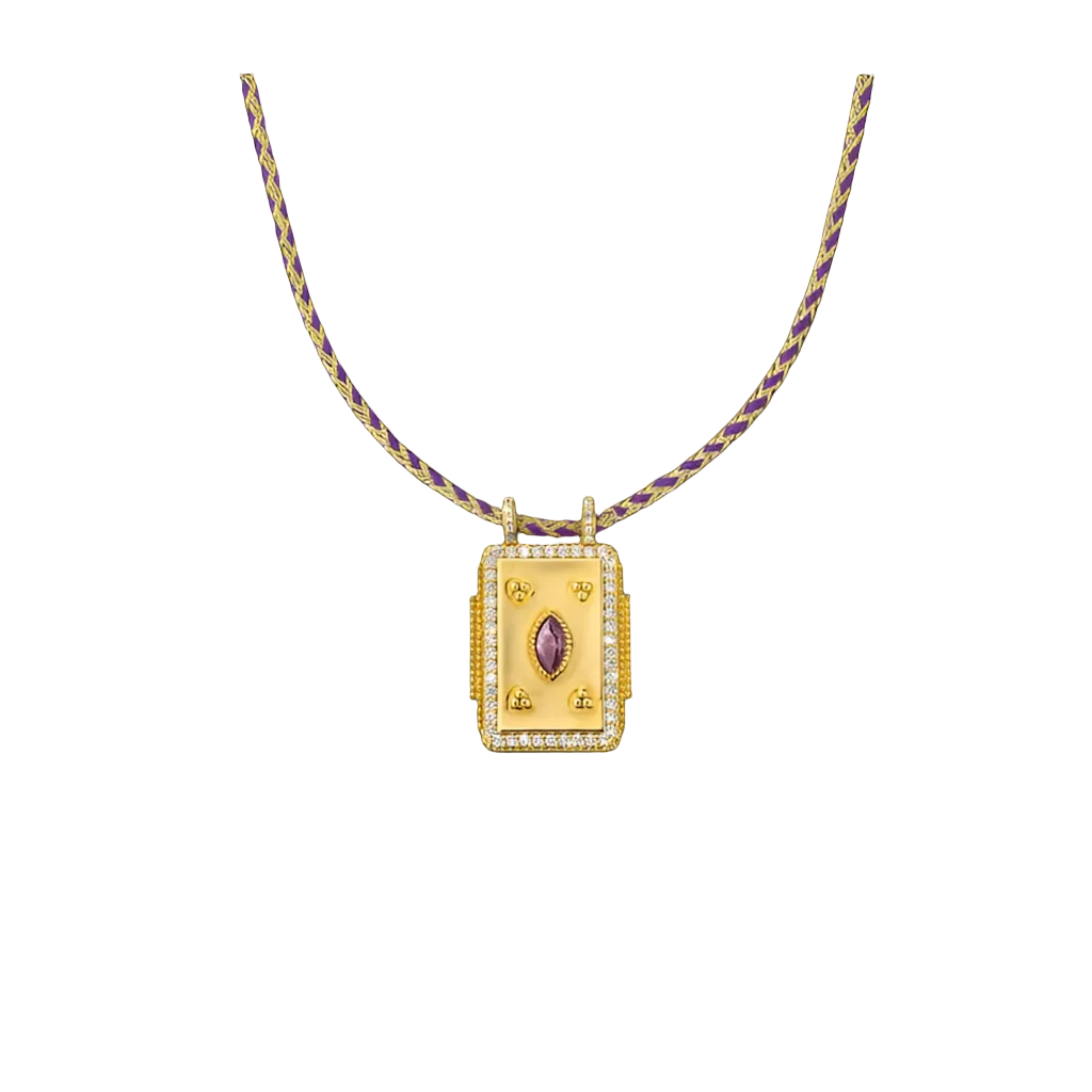 Collier Purple Mystic Twice Bohème Mya-Bay | Réversible Doré Pierre Violette