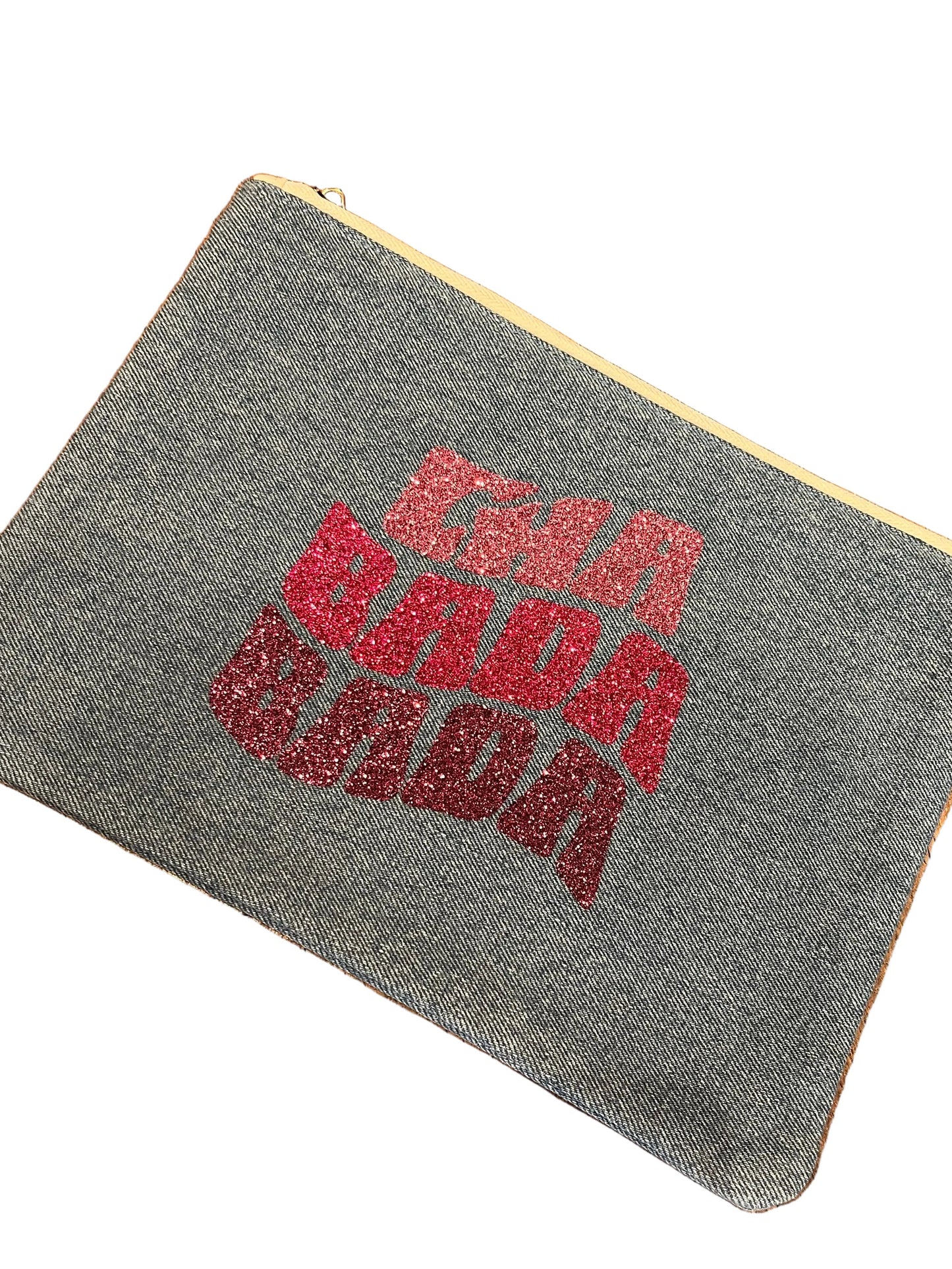 Pochette Chabada en Jean - Anouk et Ninon | Inscription Paillettes