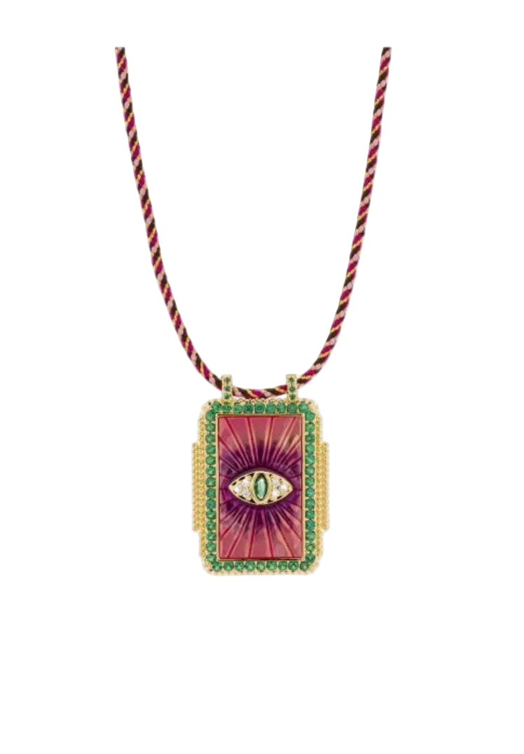 Collier Fushia Mya-Bay | Bijou Doré Pierre Fuchsia Bohème Femme