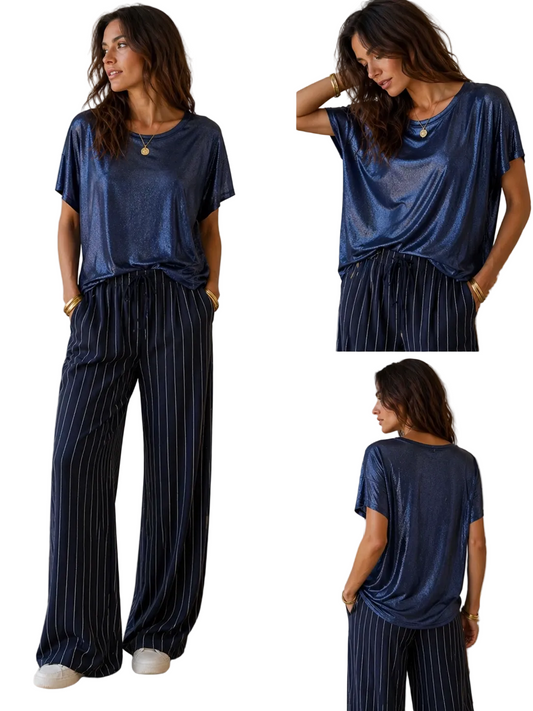 T-Shirt effet lurex Marie. Fluide -coupe loose douceur seconde peau An’ge