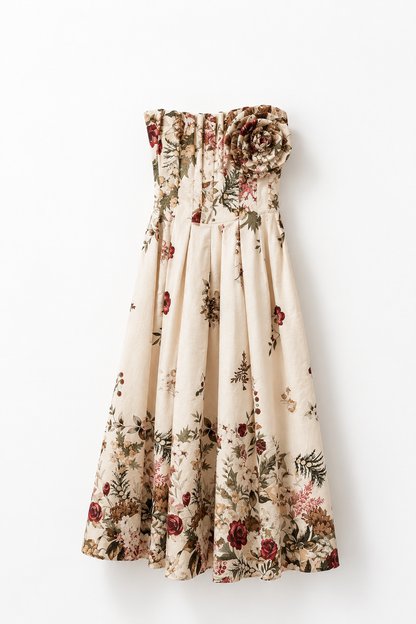 Robe Bustier Fleurie 100% Coton | Élégance Bohème Chic