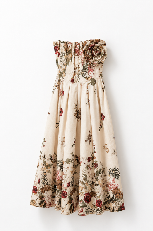 Robe Bustier Fleurie 100% Coton | Élégance Bohème Chic