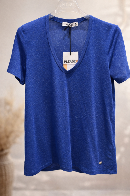 TEE-SHIRT col V bleu intense - ÉDITION LIMITÉE ÉTÉ