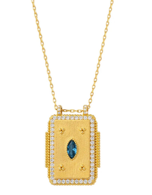 Collier Blue Mystic Twice Bohème MYA BAY | Réversible Doré Or Fin 24K