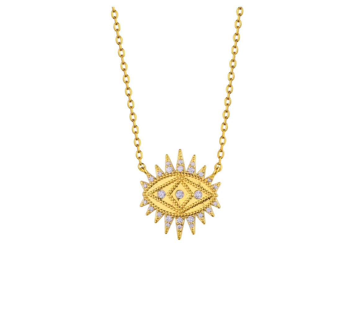 Collier Giulia Mya-Bay | Œil Protecteur Doré Zircons Femme