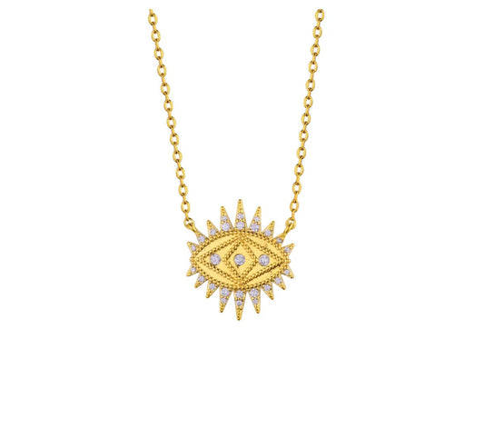 Collier Giulia Mya-Bay | Œil Protecteur Doré Zircons Femme