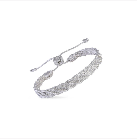 Bracelet Tressé Argenté Fait main -Edition Artisanale MAAŸAZ