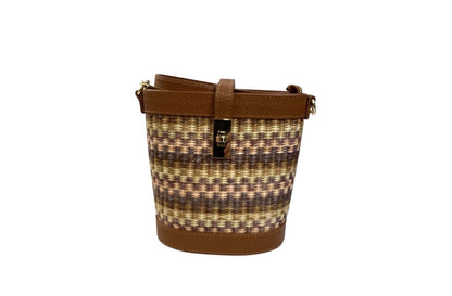 Sac seau cuir&raphia mini bucket bag tendance été |porté épaule & bandoulière