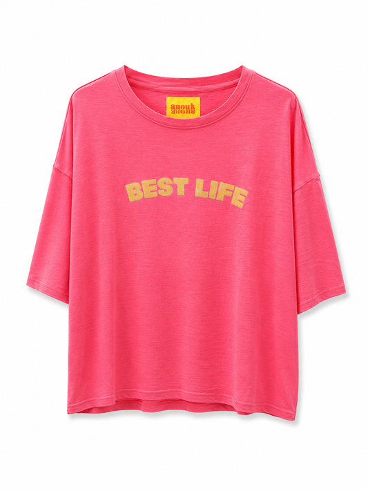 T-shirt Best Life Rose Glitter 100% coton -Brand