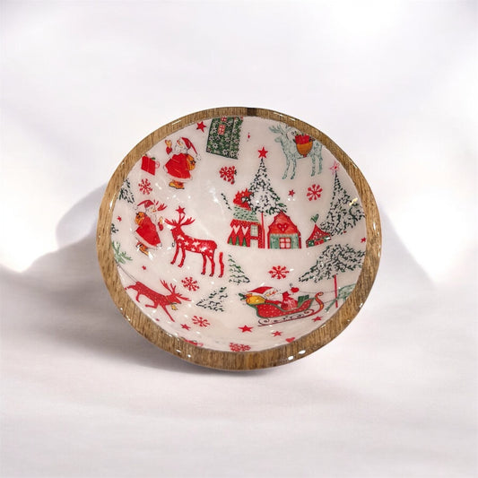 Trio de bols de Noël sur plateau assorti .