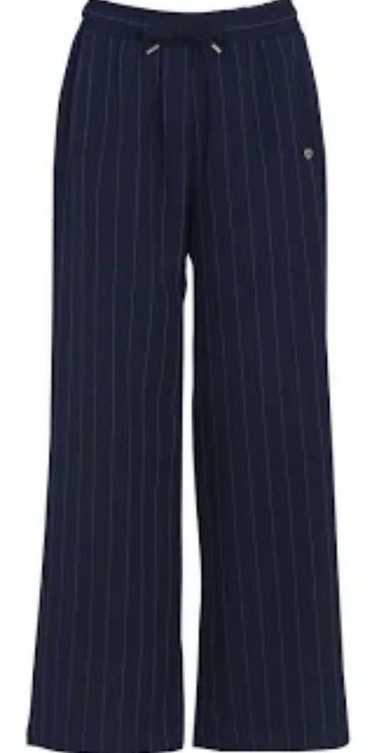 Pantalon Fluide Rayé Marine – Please | Coupe Large Femme