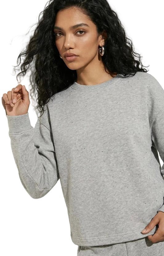 Sweat Oversize Strass Gris | Effortless Chic – Please