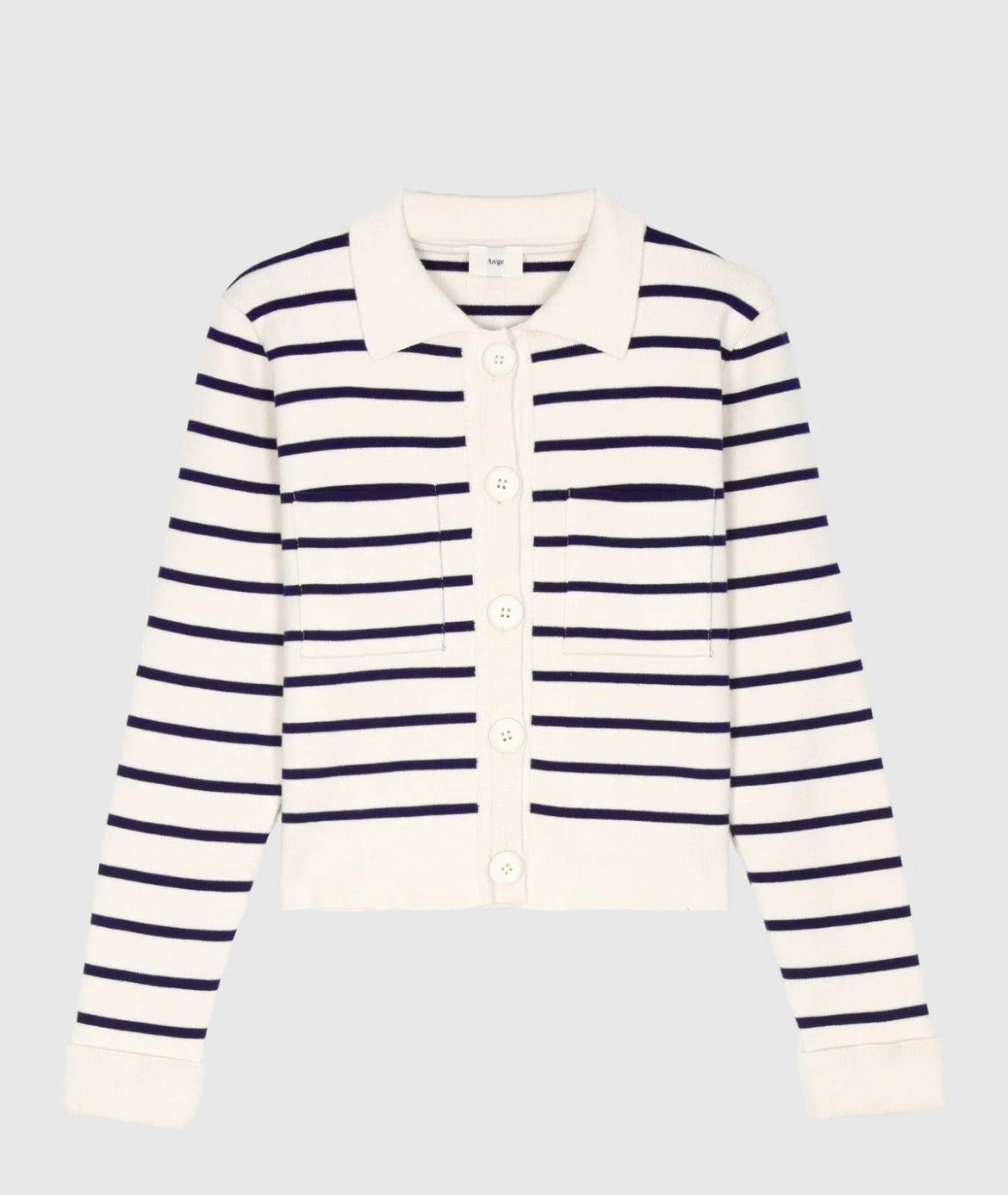 Cardigan marinière col polo femme | gilet rayé chic coton| shop le look complet