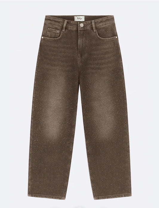 Jean strass Ange Taupe Palone