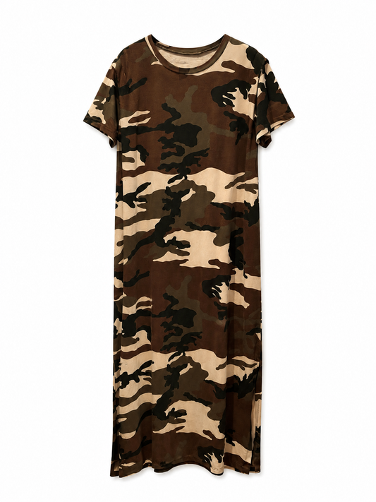 Robe T-Shirt longue camouflage - confort& décontracté