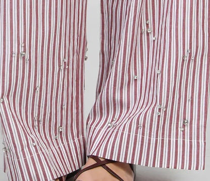 pantalon Ronaly-Fluide coton & strass , le chic qui capte la lumière.