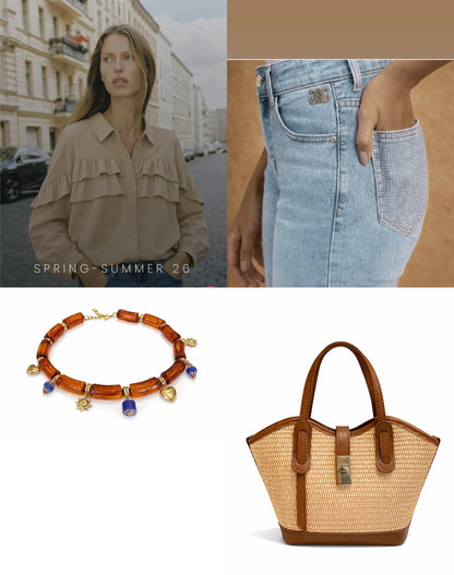 Sac raphia cuir | Summer icon le must have