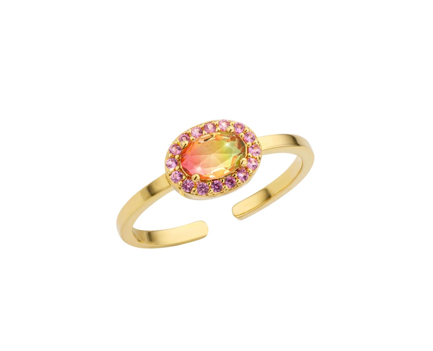 Bague Watermelon Dynasty Dorée Multicolore – Mya Bay | Pierre & Zircons