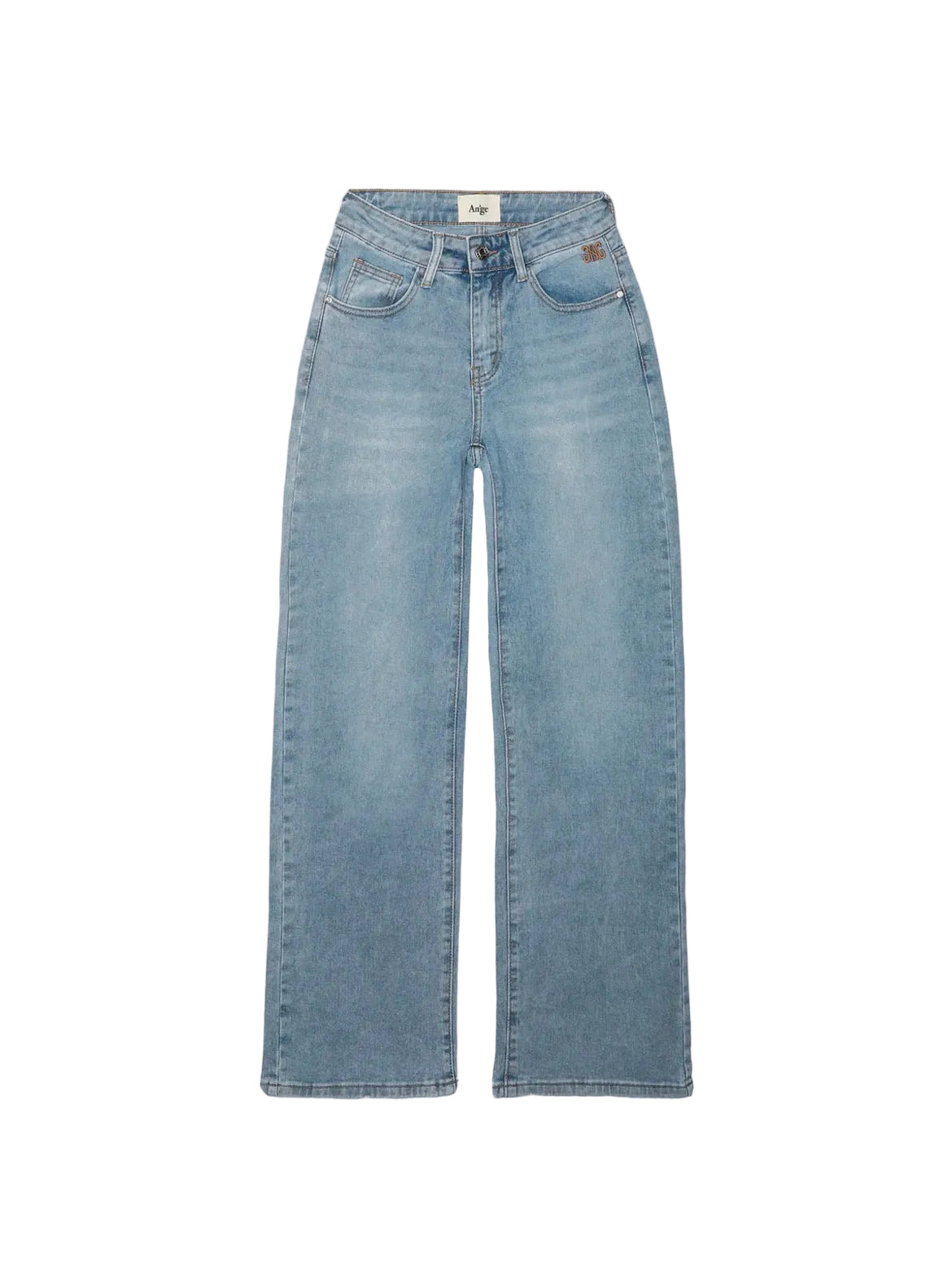 Jean Strass Denim Clair Femme – Coupe Droite Évasée | An'ge