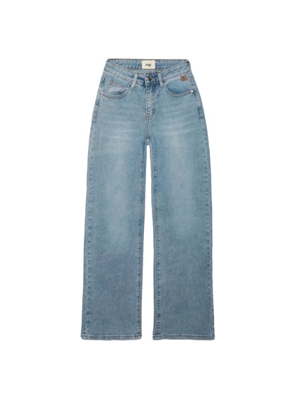 Jean Strass Denim Clair Femme – Coupe Droite Évasée | An'ge