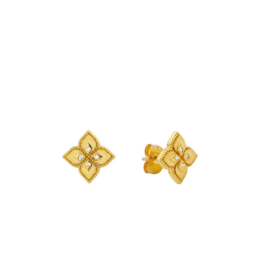 Boucles d’oreilles LOTUS dorée zircon|MYA BAY