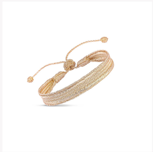 Bracelet Manchette Tissé Doré Artisanat Marocain |Difference Concept Store