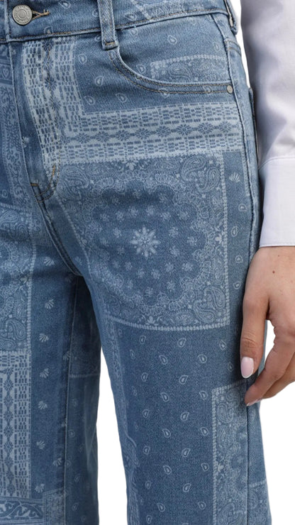 Jean Imprimé Bandana Taille Haute Droite – PIBANDANA | An'ge