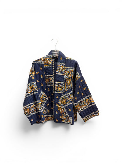 Veste Kimono Matelassée Femme – Imprimé Bandana Marine | Johanna Paris