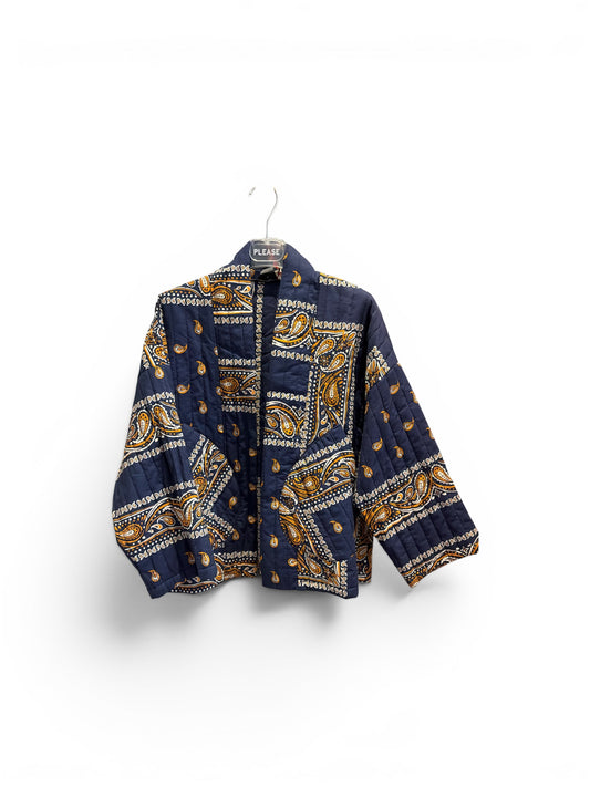 Veste Kimono Matelassée Femme – Imprimé Bandana Marine | Johanna Paris