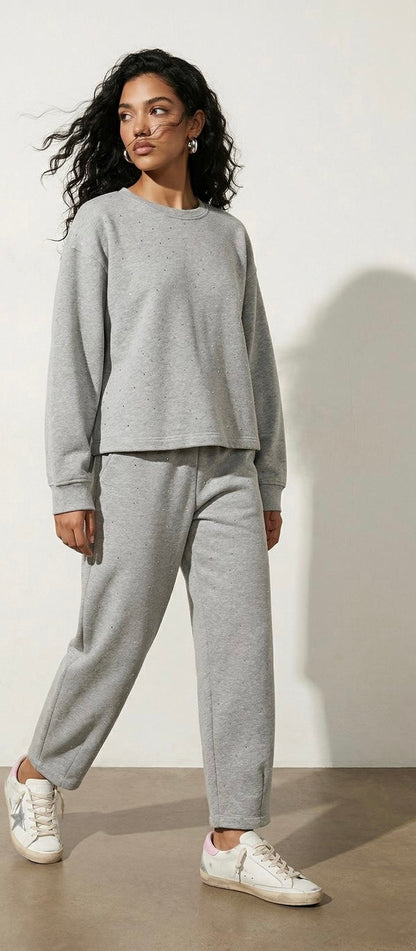 Sweat Oversize Strass Gris | Effortless Chic – Please