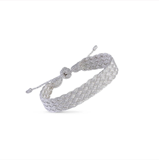 Bracelet Tressé Argenté fait main -