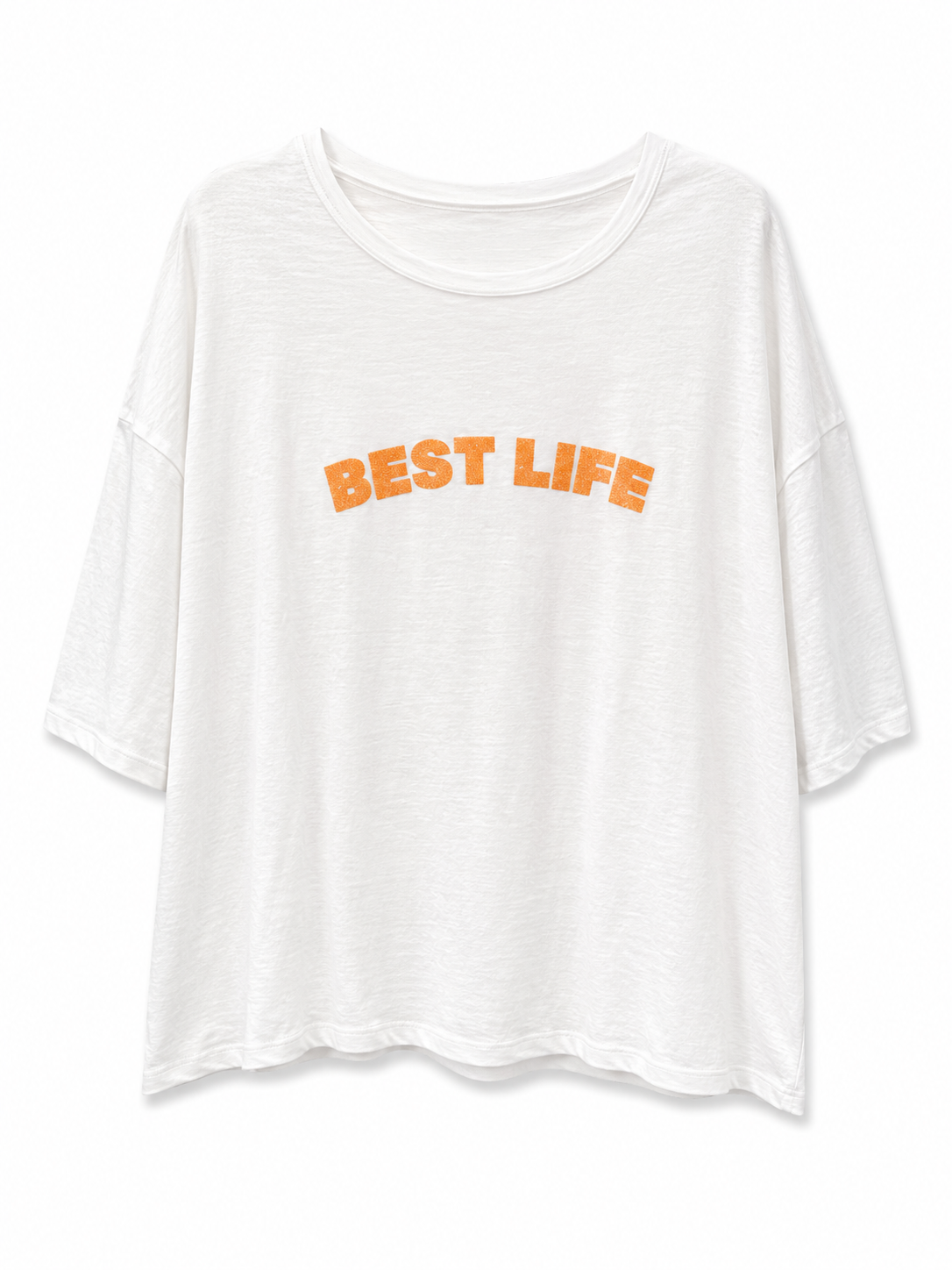 T-shirt Best Life glitter blanc -corail Anouck et Ninon