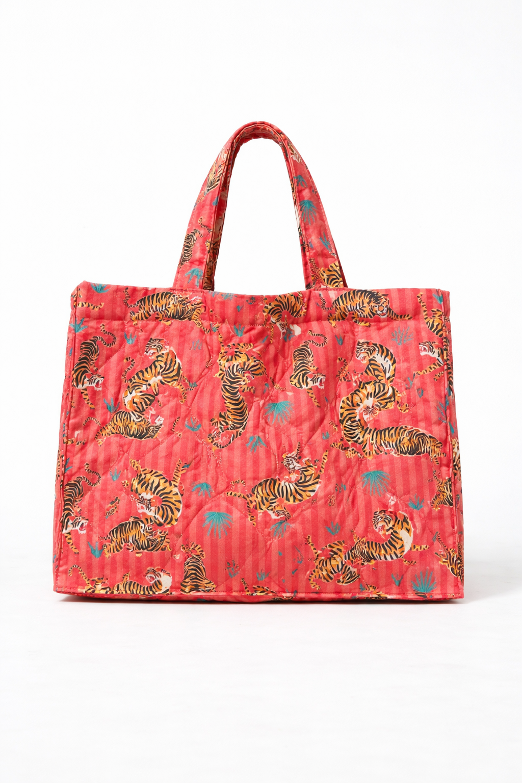 Cabas XL imprimé tigre CORAIL - Grand sac matelassé 100% coton ANOUK&NINON
