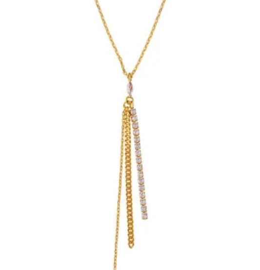 Collier Frame Mya-Bay – Pendentif Chaînes Fines & Zircons Dorés