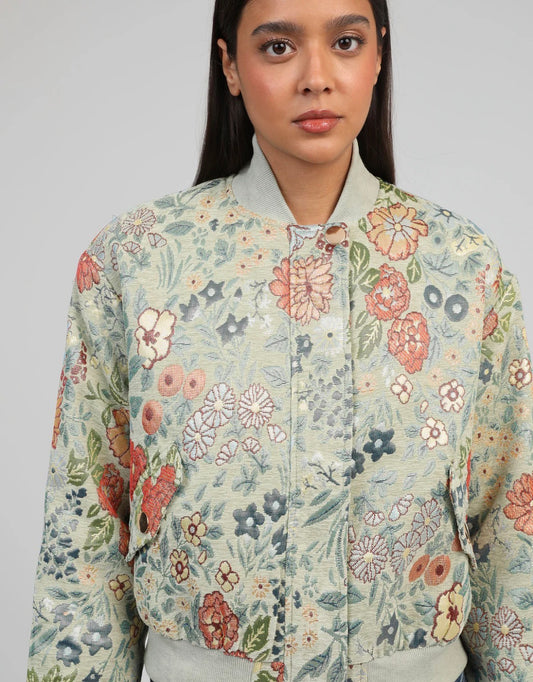 Blouson Cassy tilleul An’ge  Jacquard Fleurie