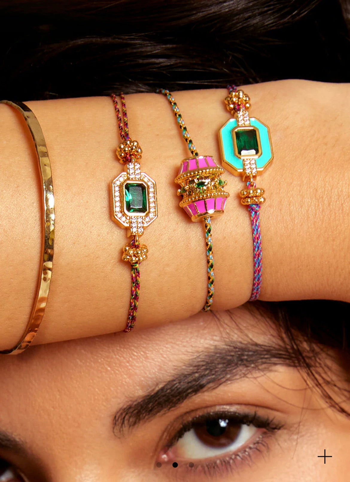 Bracelet Turquoise Art Déco ajustable pierre verte & émail turquoise -Bracelet cordon femme|MYA BAY