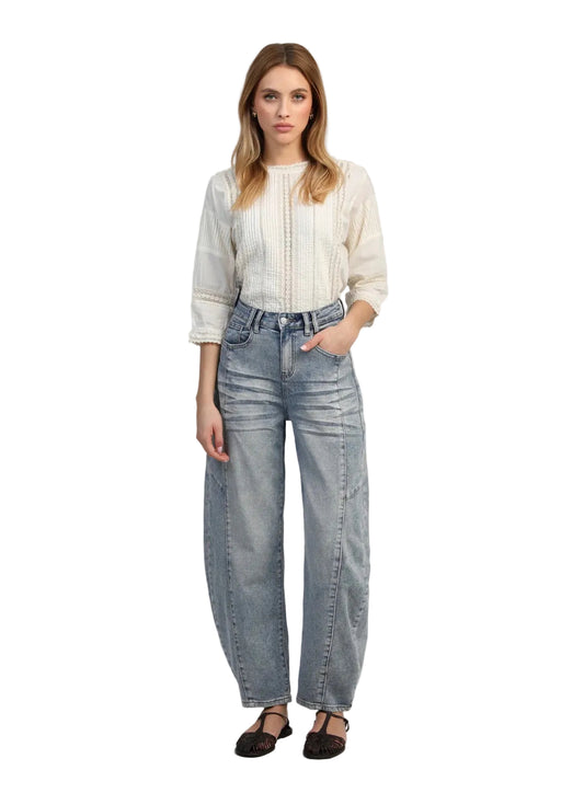 Jean Ballon Taille Haute Délavé – PRIME | An'ge