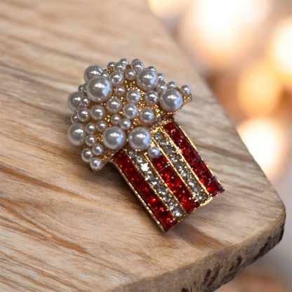 Broche Popcorn Perles & Strass – Schouia | Accessoire Mode Fun & Couture